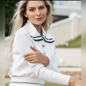 Aleeza Paris Knit Tennis Top With Ribbed Sleeve